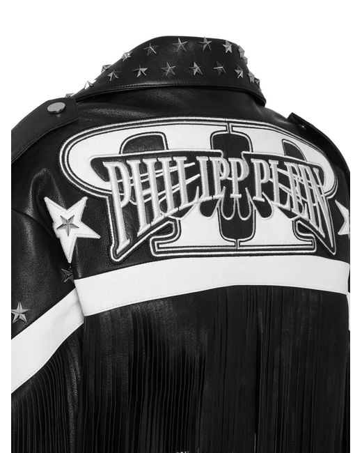 Philipp Plein Black Moon Leather Jacket