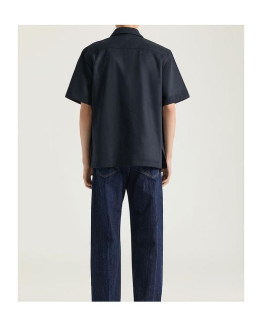 Givenchy Blue Paris Signature Embroidered Short-Sleeved Shirt for men