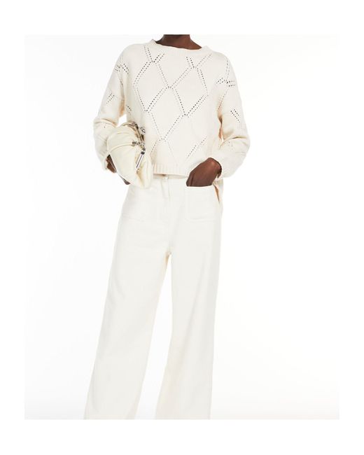 Weekend by Maxmara White Crewneck Asymmetric Oversized Jumper