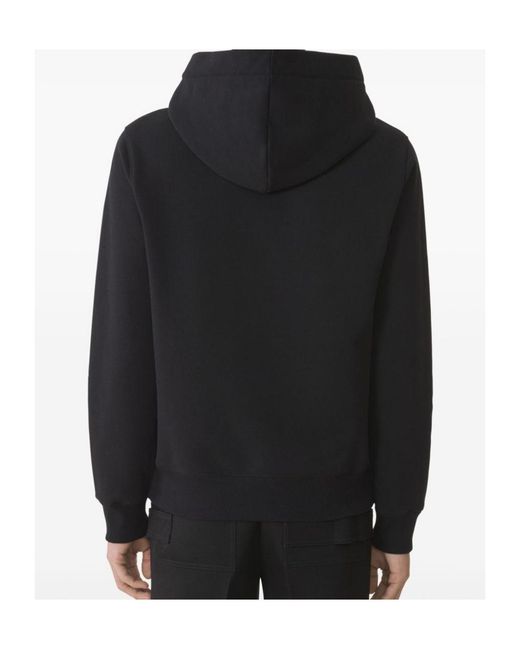 Lanvin Black Logo-Embroidered Kangaroo Pocket Hoodie for men