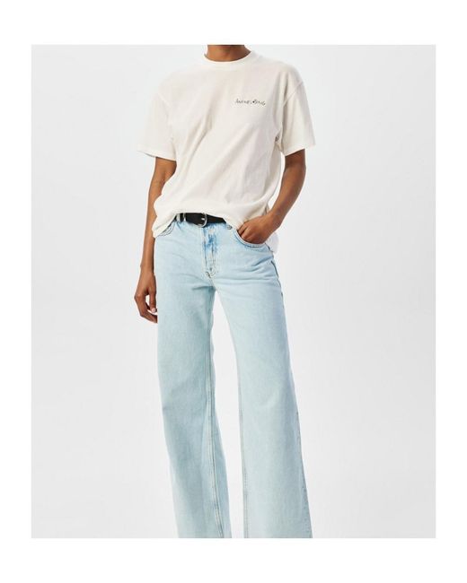 Anine Bing White Round Neck Short Sleeve T-Shirt