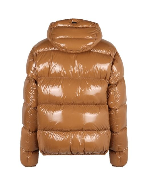 Herno Brown Zip-Up Hooded Coat for men