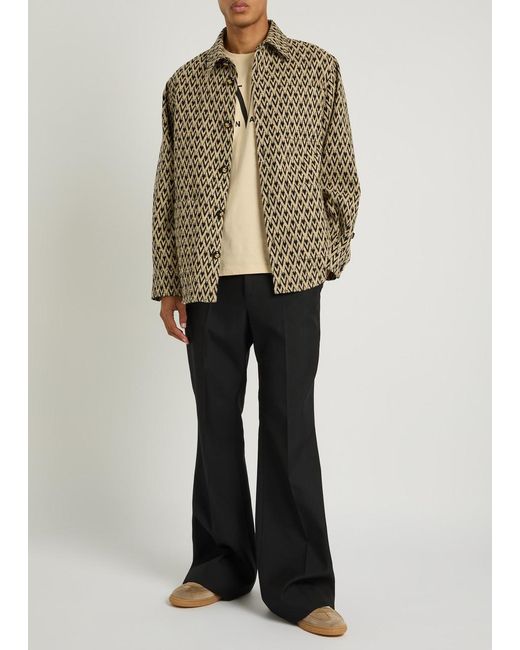 Valentino Black Flared-Leg Twill Trousers for men