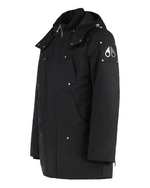 Moose Knuckles Black Logo-Plaque Zipped Bomber Jacket for men