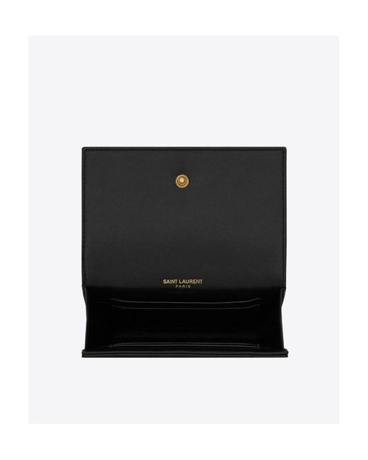 Saint Laurent Black Cassandre Matelassé Carré Small Envelope Wallet