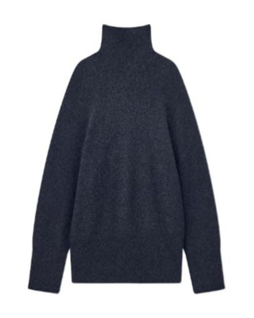 Giorgio Armani Blue Oversized Turtleneck Sweater