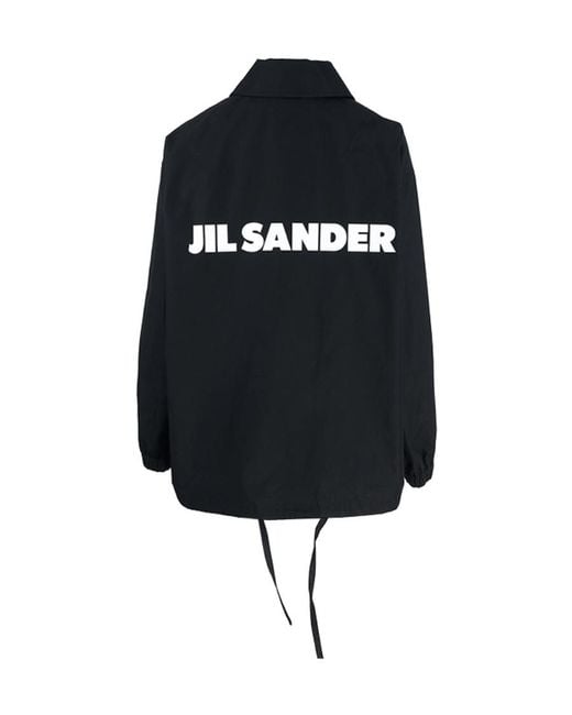 Jil Sander Blue Logo-Printed Drawstring Shirt Jacket