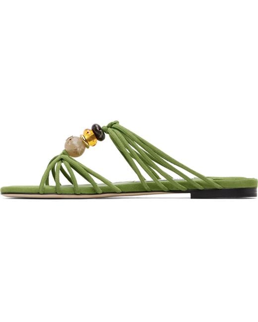 Jimmy Choo Green Lova Flat Sandals