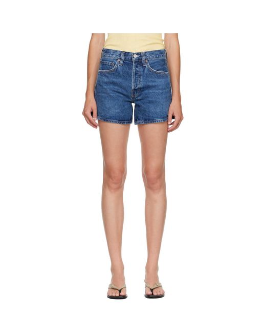 Agolde Blue Classic Five-Pocket Denim Shorts