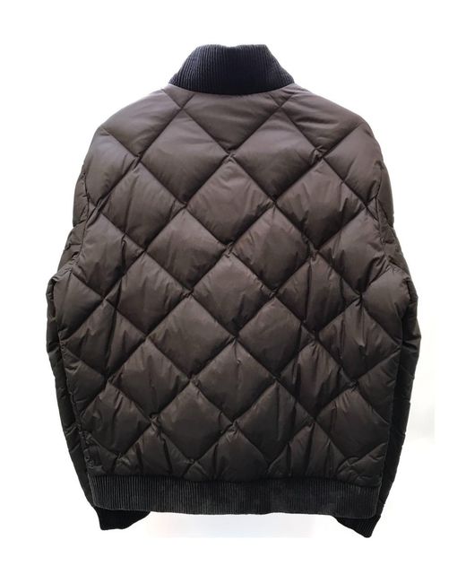 Armani Collezioni Gray Quilted High-Neck Down Jacket for men