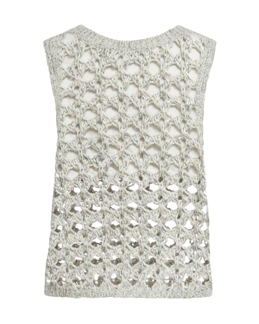 Brunello Cucinelli Gray Open-Knit Sleeveless Vest