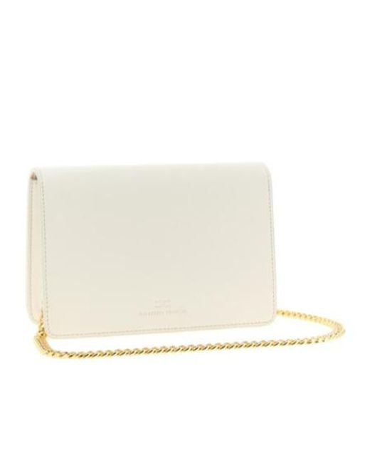Elisabetta Franchi Natural Logo Stamp Foldover Top Shoulder Bag