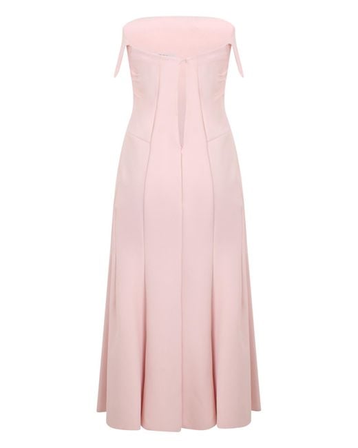 Philosophy Di Lorenzo Serafini Pink Strapless Midi Dress