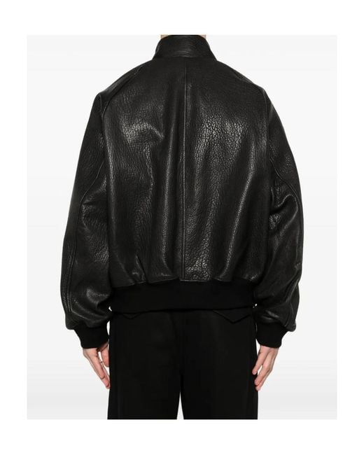Studio Nicholson Black Leather Jacket With A Zipper for men
