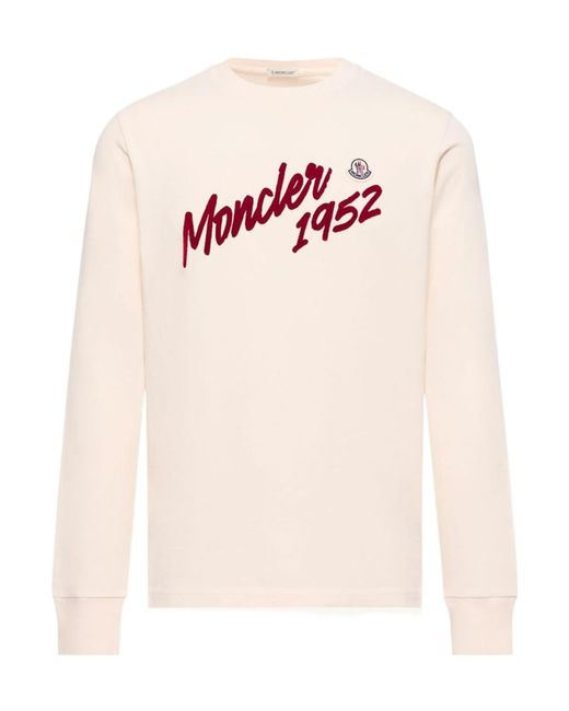 Moncler Pink Logo Cotton Jersey Long Sleeve T-Shirt for men