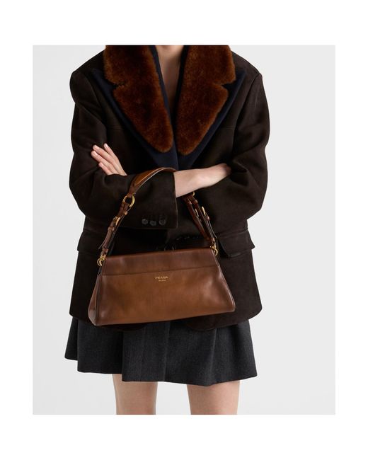 Prada Brown Enchaîné Medium Cognac Leather Bag