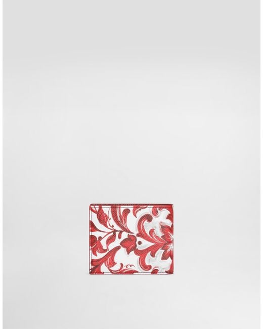 Dolce & Gabbana Red Majolica Print Bifold Wallet for men