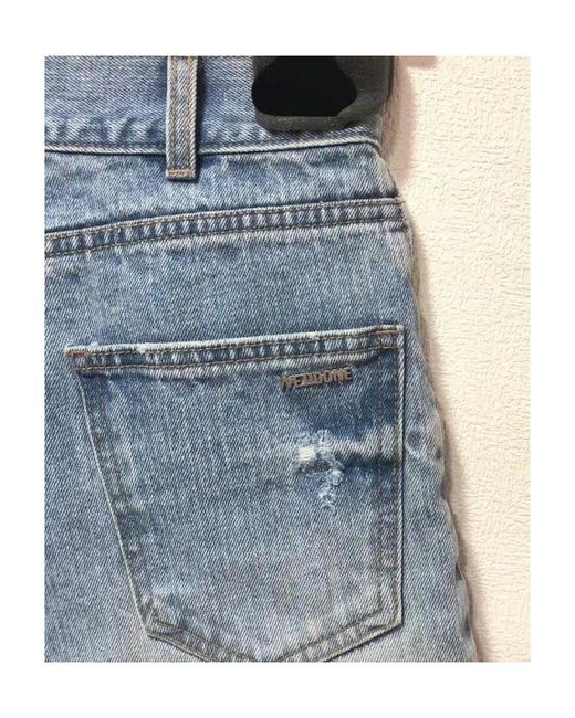 we11done Blue Ripped Washed-Denim Shorts