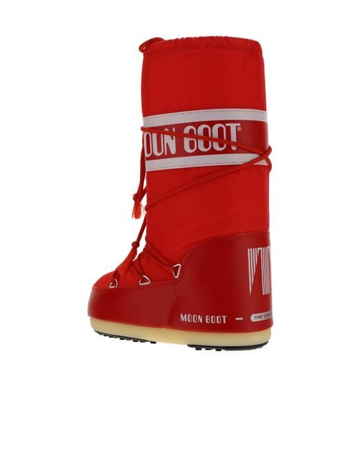 Moon Boot Red Icon Logo Printed Lace-Up Snow Boots for men