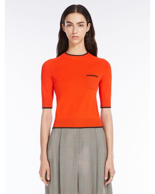 Sportmax Orange Stretch Knitted T-Shirt