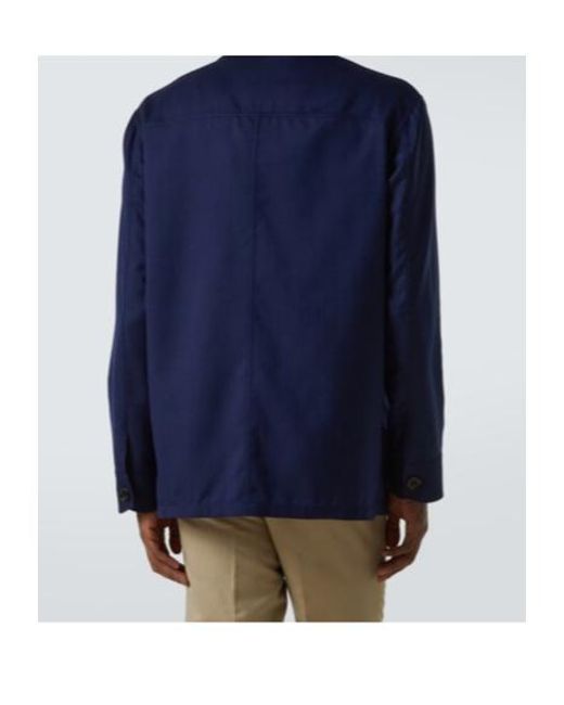 Brioni Blue Wool And Silk Jacket for men