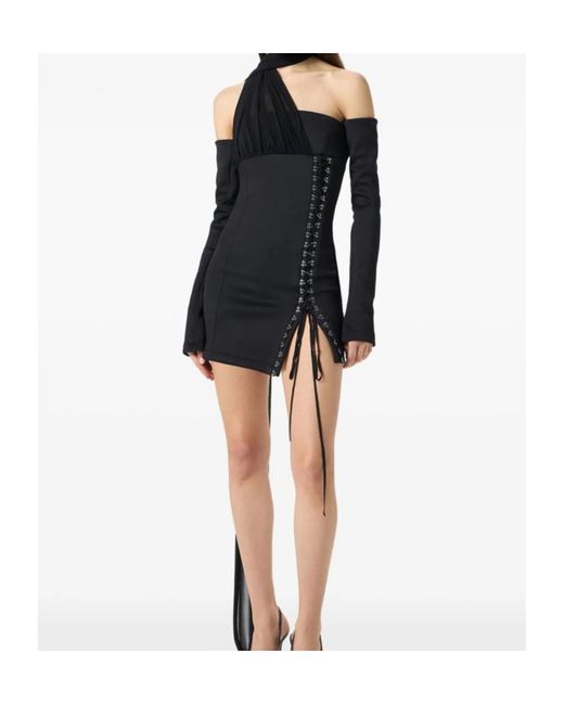 Blumarine Black Off-Shoulder Corset Mini Dress