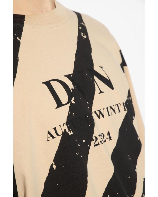 Dries Van Noten Black Logo Printed Crewneck T-Shirt for men