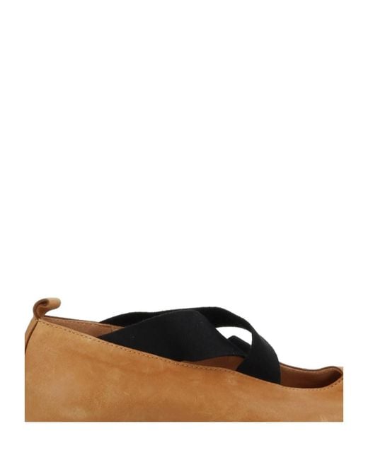 Uma Wang Brown Crossover-Strap Ballet Flats