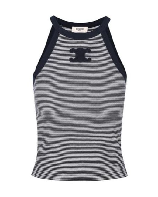 Celine Triomphe Tank Top in Gray | Lyst Celine Triomphe Tank Top in Gray | Lyst