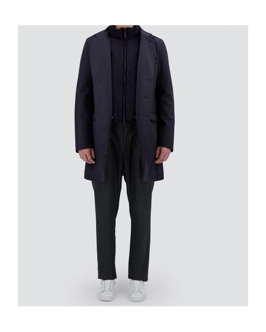 Herno Blue Virgin Wool Coat for men