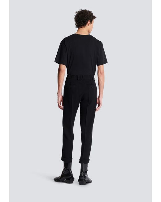 Balmain Black Crepe Straight-Cut Trousers for men