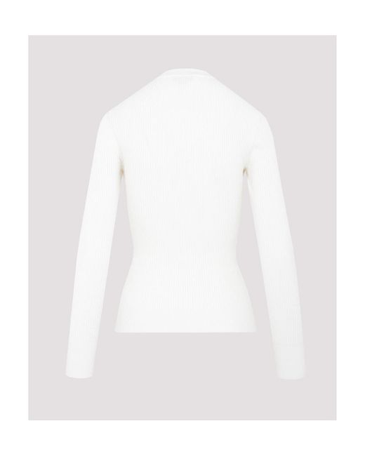 McQueen White Button Detailed Crewneck Top