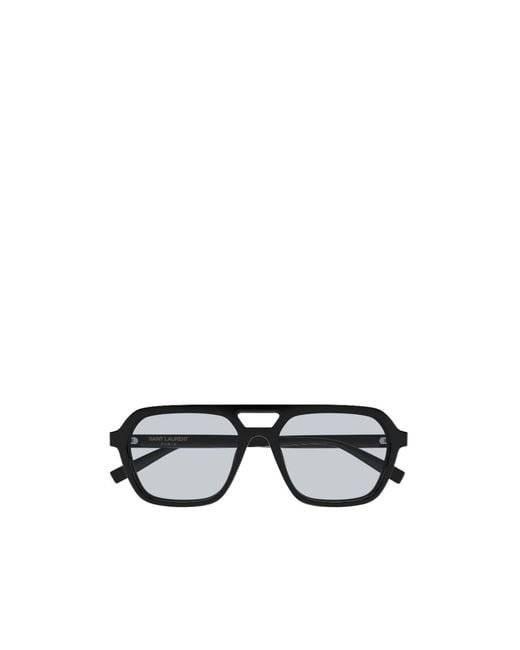 Saint Laurent White Eyewear Pilot Frame Sunglasses for men