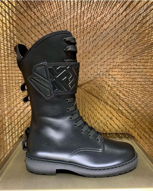 Fendi Black High Ankle Biker Boots