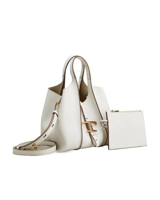 Tod's White Timeless Logo Plaque Mini Tote Bag
