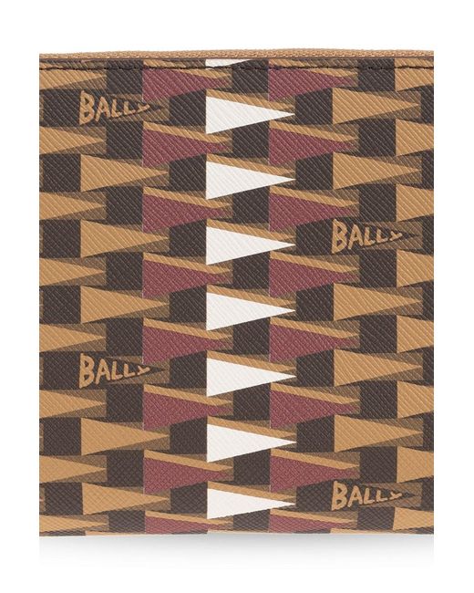 Bally Brown Monogrammed Zipped Wallet for men