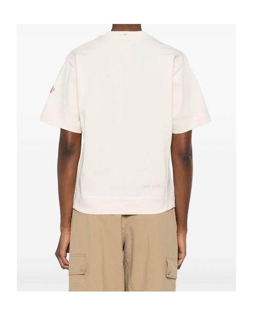 Moncler White Grenoble Logo Printed Crewneck T-Shirt