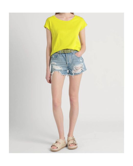 MAX&Co. Yellow Short Sleeve Crew Neck T-Shirt