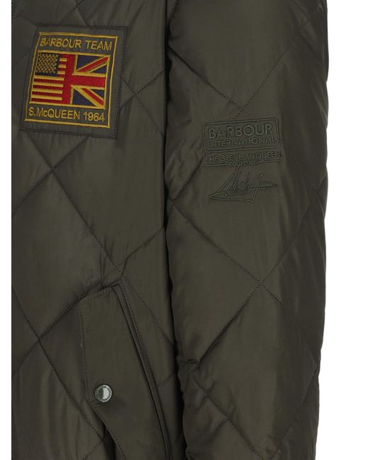 Barbour Green Logo Patch Zip-Up Padded Jacket for men