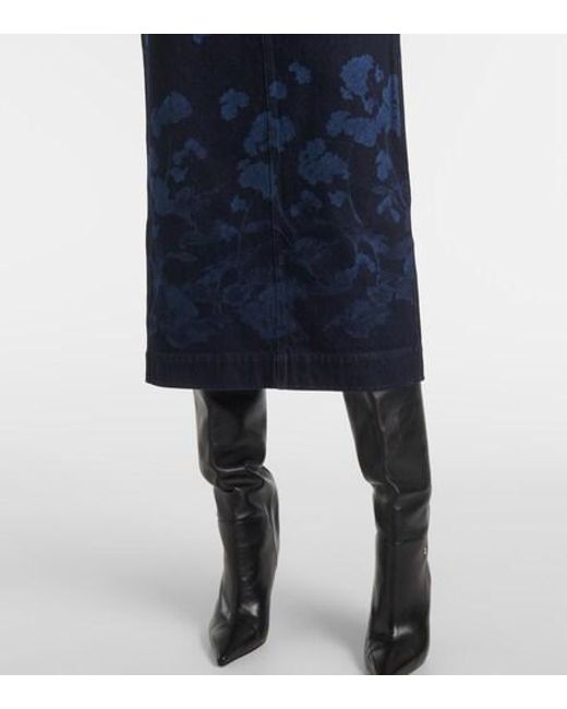 Erdem Blue Floral Denim Midi Dress