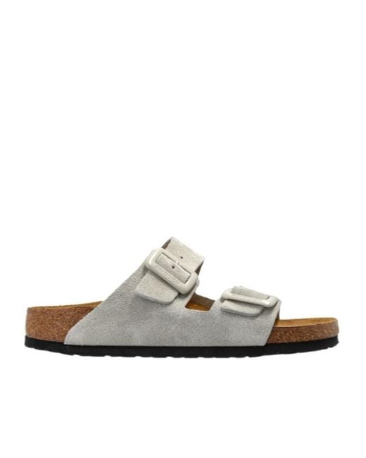 Birkenstock White Arizona Buckled Flat Sandals