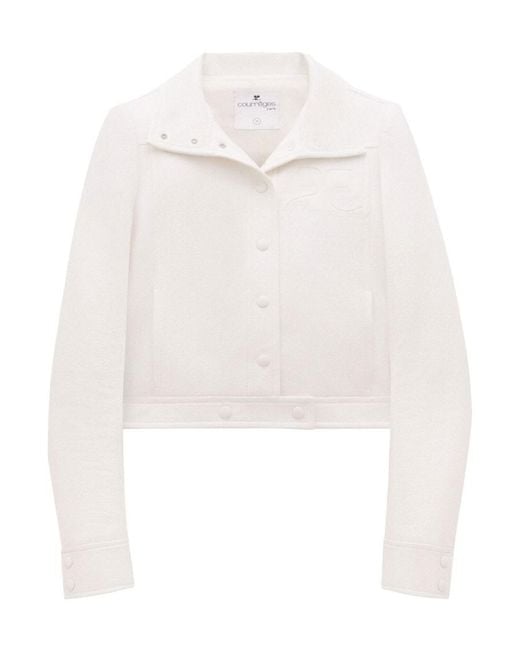 Courreges White Courrèges Vinyl Straight Hem Cropped Jacket