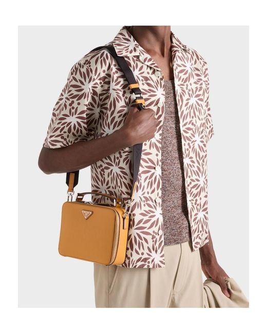 Prada Brown Brique Medium Saffiano Leather Bag for men