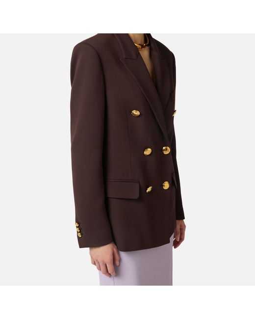 Elisabetta Franchi Blue Gabardine Double-Breasted Jacket