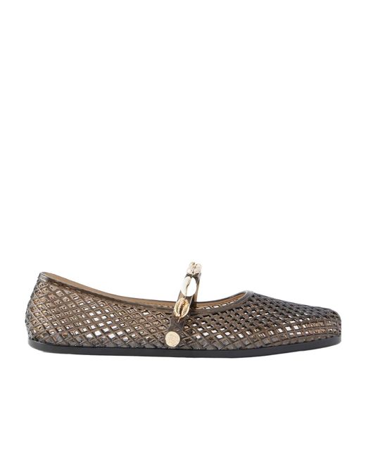 Ancient Greek Sandals Brown Iro Shell-Embellished Rubber Flats