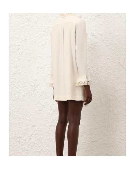 Zimmermann White Lace-Trim Dress