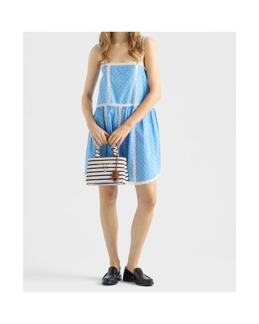 Prada Multicolor Jardinière Mini Striped Cotton Canvas Bag