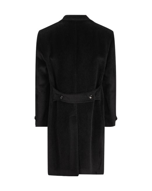 Tagliatore Black Double-Breasted Peaked-Lapel Coat for men