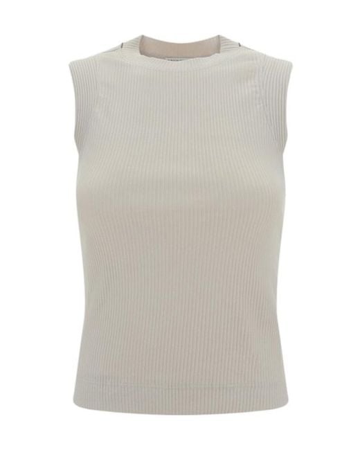 Brunello Cucinelli Gray Knitted Crewneck Tank Top