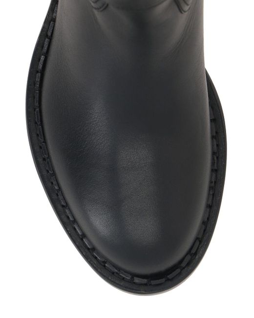 Santoni Black Round Toe Boots